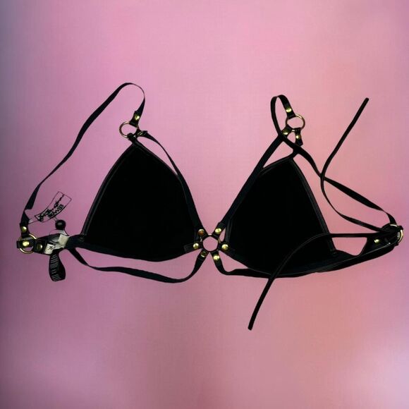 For Love and Lemons matching faux leather bralette and thong lingerie set - Picture 2 of 8